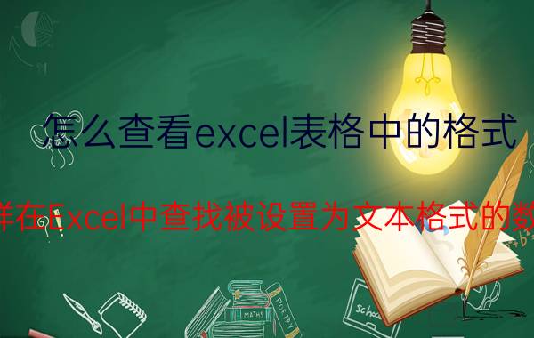 怎么查看excel表格中的格式 怎样在Excel中查找被设置为文本格式的数值？